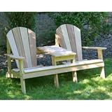 Rosalind Wheeler Celso Wood Adirondack Chair w/ Table Wood in Brown/White | 35 H x 68 W x 32 D in | Wayfair B017CBD7DB604A56960D54632804C8D7