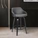 George Oliver Aiken Swivel Counter or Bar Height Bar Stool w/ Arms in Faux Leather, Plywood & Metal Footrest Wood/Upholstered in Black | Wayfair