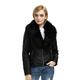 Bellivera Women's Faux Leather Short Jacket, Moto Jacket with Detachable Faux Fur Collar for Winter, Black9203, 3XL