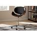 Baxton Studio Ambrosio Modern Black Faux Leather Chrome-Finished Metal Adjustable Swivel Office Chair - 95-T-4810-Walnut/Black