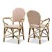 Baxton Studio Seva Classic French Indoor & Outdoor Beige & Red Bamboo Style Stackable Bistro Dining Chair Set of 2 - 95-WA-4209-Beige/Red-DC