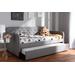 Baxton Studio Camelia Modern Grey Fabric Button-Tufted Twin Size Sofa Daybed /w Roll-Out Trundle Guest Bed - 95-Camelia-Light Grey-Daybed