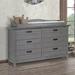 Evolur Waverly 6 Drawer 54" W Double Dresser Wood in Gray | 33 H x 54 W x 20 D in | Wayfair 892-RG