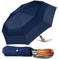Lejorain 54inch Large Umbrella Auto Open Close with Folding Golf Size and 210T Dupont Teflon Coated Vented Windproof Double Canopy for Men Women (navy blue, 54)