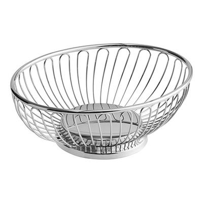 Tablecraft 4171 Chalet Small Oval Chrome Basket - 7 1/2" x 5 1/2" x 2 5/8"