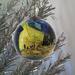 The Holiday Aisle® Cafe Terrace at Night Hand Painted Glass Ornament Glass in Blue/Yellow | 3.5 H x 3.5 W x 3.5 D in | Wayfair