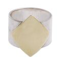 Golden Diamond,'Hand Crafted Silver and Gold Accent Band Ring from Peru'