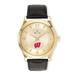 Men's Gold/Black Wisconsin Badgers Stainless Steel Leather Band Watch