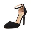 DREAM PAIRS Women's Pointed Toe Ankle Strap High Heels Pumps Dress Court Shoes Oppointed-Lacey Black Nubuck Size 5.5 UK / 7.5 US