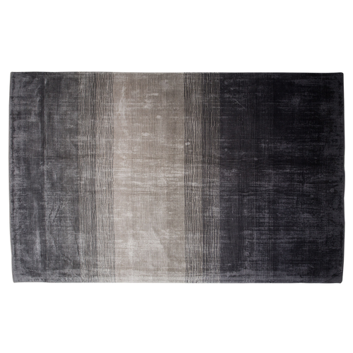 Teppich Grau Schwarz Kunstseide Baumwolle 140 x 200 cm Kurzflor Handgewebt Rechteckig