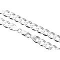 AKA Jewellery - Men 925 Sterling Silver Rhodium Necklace - Flat Cuban Curb Chain 7.4 mm Width - Sizes: 20" in
