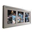 Signed White 2017/18 Manchester City Pep Guardiola - Kevin De Bruyne - Sergio Agüero - Raheem Sterling - Gabriel Jesus - Leroy Sane - Autographed Photo Photograph Picture Frame Gift