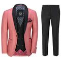 Mens 3 Piece Suit Tuxedo Dinner Jacket Wedding Dress Party Burnt Pink Blazer Waistcoat Trouser[S45-2-34-BURNT-PINK,UK/US 44 EU 54,Trouser 38",Burnt Pink]