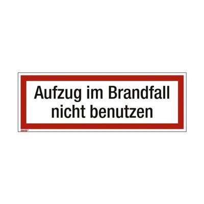 Sicherheitskennzeichen »Textschild: Aufzug im Brandfall nicht benutzen« nachleuc rot, OTTO Office, 29.7x10.5 cm