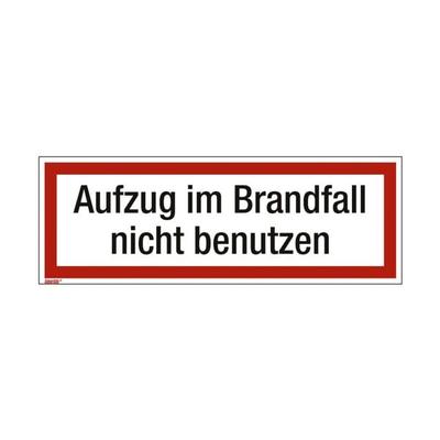Marahrens Sicherheitskennzeichen »Textschild: Aufzug im Brandfall nicht benutzen« nachleuc rot, 21x7.4 cm