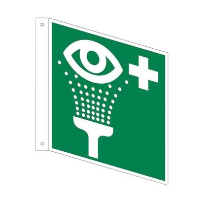 Sicherheitskennzeichen »Augenspüleinrichtung [E011]« Fahnenschild 20 x 0,1 x 20 mehrfarbig, OTTO Office, 20x20 cm