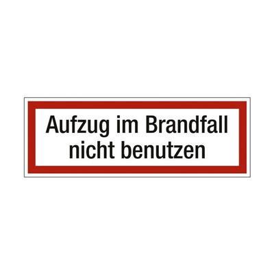 Marahrens Sicherheitskennzeichen »Textschild: Aufzug im Brandfall nicht benutzen« 29,7 x 0 rot, 29.7x10.5 cm