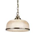 Searchlight 1682AB Bistro II One Light Ceiling Pendant Light in Antique Brass with Glass Shades