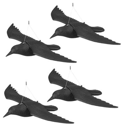 4er Set Taubenschreck Krähe, Dekofigur als Vogelscheuche, fliegender Rabe für Taubenabwehr,