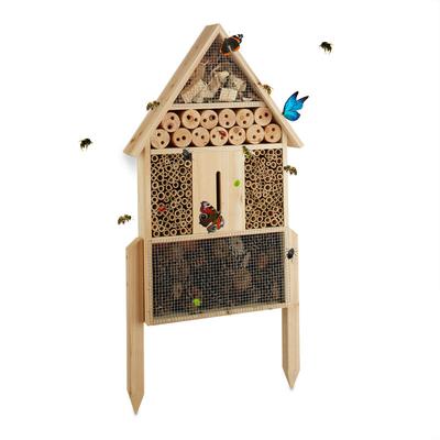 Insektenhotel l stehend, Nisthilfe für Bienen, Florfliegen, Marienkäfer, Holz HxBxT: 60,5 x 37 x 9