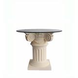 Astoria Grand Erastus Round 29" Outdoor Table Stone/Concrete/Glass in Brown/Gray | 29 H x 22 W x 22 D in | Wayfair 7667932F1DC44698A31327FD640DCB41