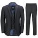 Mens Black 3 Piece Business Suit Smart Casual Classic Tailored Fit Office Work Formal[SUIT-JROSS-BLACK-40,UK/US 40 EU 50,Trouser 34"]