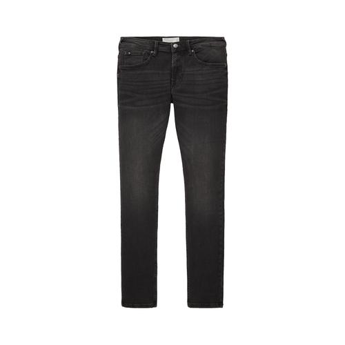 TOM TAILOR DENIM Herren Culver Skinny Jeans, schwarz, Logo Print, Gr. 33/32