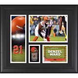 Denzel Ward Cleveland Browns Framed 15" x 17" Player Collage with a Piece of Game-Used Ball