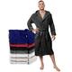 Bathrobe Men - 100% Turkish Cotton OEKO-TEX® Certified - XS Dark Grey - Premium Dressing Gown Mens Absorbent Towelling with Hood, 2 Pockets, Belt