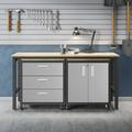 3-Piece Fortress Mobile Space-Saving Garage Cabinet and Worktable 3.0 in Grey - Manhattan Comfort 16GMC