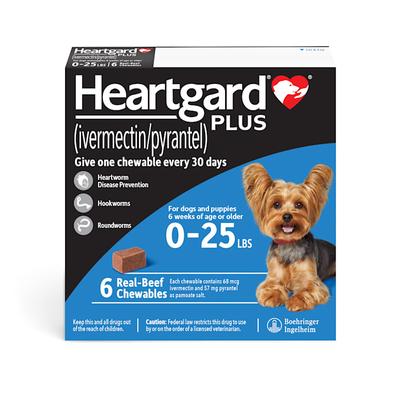 Heartgard Plus Chewables for Dogs Up to 25 lbs., 6 Month Supply