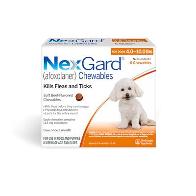 NexGard Chewables for Dogs 4 to 10 lbs, 6 Month Supply