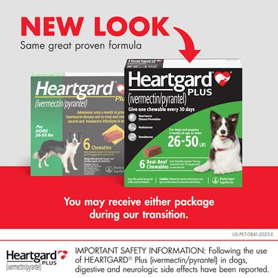 Heartgard Plus Chewables for Dogs 26 to 50 lbs., 6 Month Supply