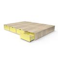 Lit double avec rangement tiroirs Cube 140x200 Vernis naturel/Jaune