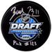 Zach Hyman Edmonton Oilers Autographed 2010 NHL Draft Logo Hockey Puck with "Pick #123" Inscription