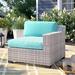 Lark Manor™ Aristidis 70" Wide Outdoor Loveseat w/ Cushions All - Weather Wicker/Metal in Gray | 30 H x 70 W x 35 D in | Wayfair ROHE6886 43173664