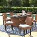 Lark Manor™ Ambroselli Rectangular 6 - Person 80" Long Outdoor Dining Set w/ Cushions Metal in Brown | Wayfair 84D95287D48D46589E69487C789B2F09