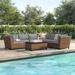 Lark Manor™ Ambroselli 7 Piece Rattan Sectional Seating Group w/ Cushions Synthetic Wicker/All - Weather Wicker/Wicker/Rattan in Brown | Outdoor Furniture | Wayfair