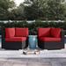 Sol 72 Outdoor™ Convene Wicker Rattan Outdoor Patio Sectional Sofa Corner Seat Wicker/Rattan in Black/Brown | 33.5 H x 35.5 W x 35.5 D in | Wayfair