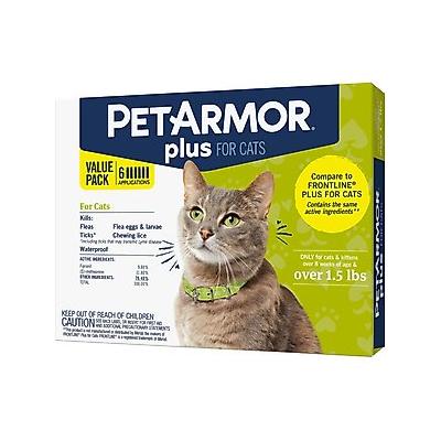 PetArmor Plus Flea & Tick Spot Treatment for Cats, over 1.5 lbs, 6 Doses (6-mos. supply)