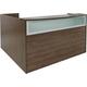 Rectangular Modern Walnut L-Shaped Reception Desk w/Frosted Glass Panel