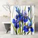 East Urban Home 71" x 74" Shower Curtain, Irises Blue by Suren Nersisyan Polyester in Blue/Gray | 74 H x 71 W in | Wayfair