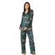 LilySilk Plant Print Long Silk Pyjamas Set for Women 2Pcs 100% Charmeuse Silk of 19 Momme Silk Weight Nigtwear Red Flower with Blue Size XL