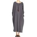 Vogstyle Women's Round Neckline Long Sleeve Baggy Dress with Pocket (XX-Large, Style 3-Long Sleeve Dark Grey)