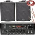 2x 70W 4" Black Bluetooth Wall Speaker System 110W Bar Restaurant Wireless Amp HiFi Kit