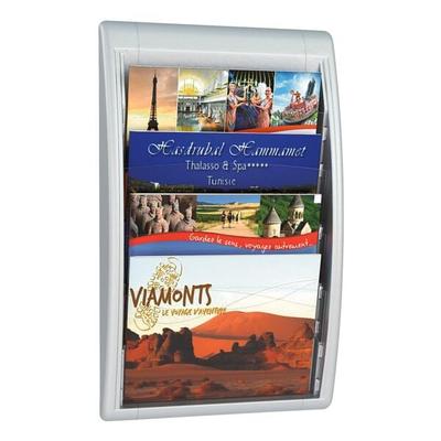 Paperflow Wand–Prospekthalter 4 Fächer »A4 quer« silber, 39.5x65x9.5 cm