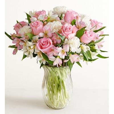 1-800-Flowers Flower Delivery Cherished Blooms Double Bouquet W/ Clear Vase