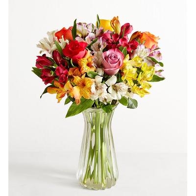 1-800-Flowers Flower Delivery Assorted Roses & Peruvian Lilies W/ Clear Vase | Best Quality Guaranteed