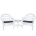 August Grove® Mangum 3 Piece Conversation Set w/ Cushions Synthetic Wicker/All - Weather Wicker/Wicker/Rattan in White/Black | Outdoor Furniture | Wayfair