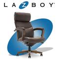 La-Z-Boy Greyson Modern Executive High-Back Office Chair w/ Solid Wood Arms & Lumbar Support Upholstered in Black/Brown | Wayfair CHR10086C